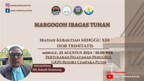 Ibadah Kebaktian MINGGU XIII DOB TRINITATIS 25 Agustus 2024 YouTube