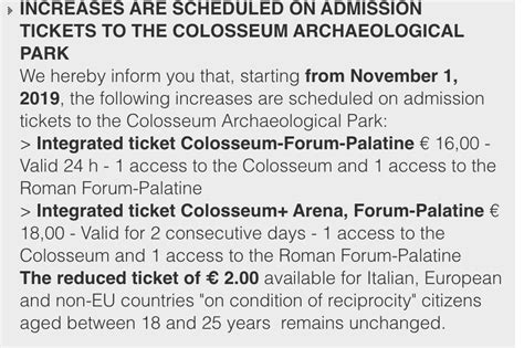 Colosseum Raises Ticket Prices (November 2019) - An American in Rome