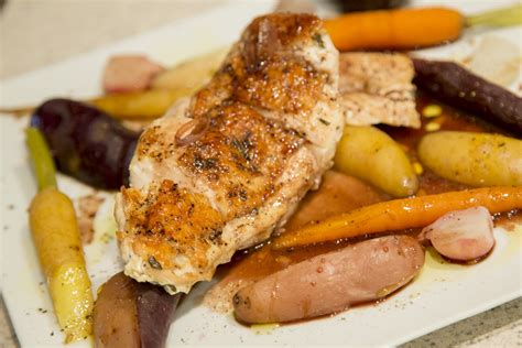 Pan Roasted Chicken Supreme With Roasted Vegetables