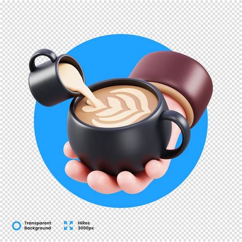 Premium Psd D Rendered Hand Pouring Milk In Coffee Cup Transparent