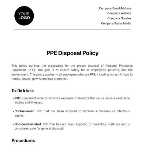 Free Ppe Disposal Policy Template Edit Online And Download