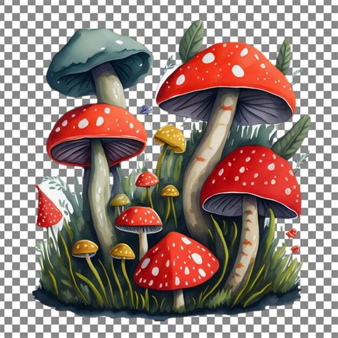 Premium PSD Watercolor Mushroom Clipart Transparent