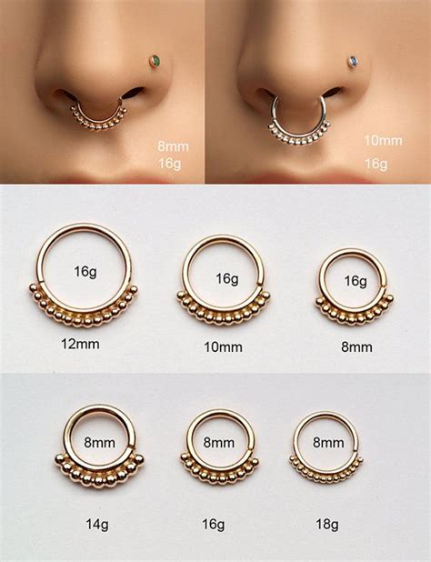 Septum Ring Nose Ring With 1 2mm Balls Gold Filled Rose Yellow Or