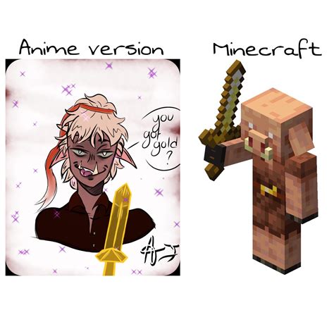 Piglin, anime style. : r/Minecraft