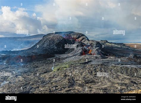 Volcanic Landscape In Iceland Active Volcano Of Reykjanes Peninsula In