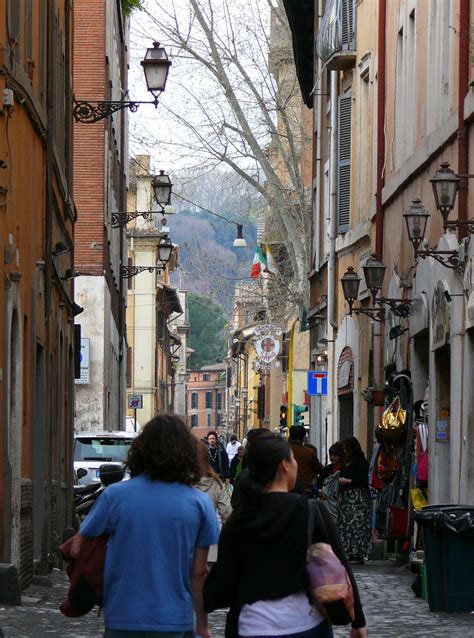 Street Trastevere Rome Italy Via Della Lungaretta Pierre