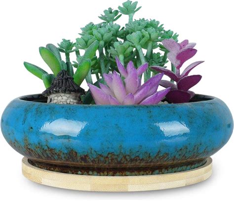 Artketty Large Round Succulent Pots 18 5 Cm Succulent Planter Bowl