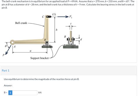 Solved The bell-crank mechanism is in equilibrium for an | Chegg.com