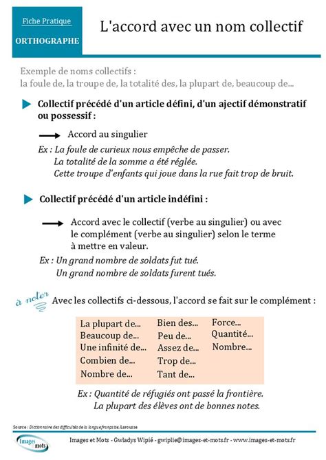 Fiche Accord Avec Un Nom Collectif Blog Images Et Mots