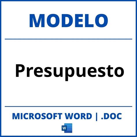 Modelo De Presupuesto En Word