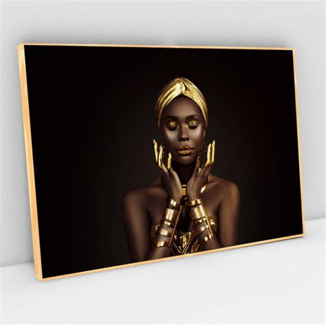 Quadro Mulher Negra Ouro Pelo Corpo Elo