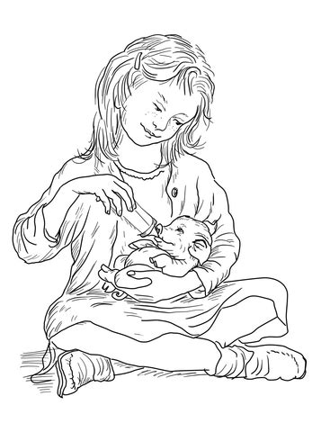 Fern Feeding Wilbur coloring page | Free Printable Coloring Pages