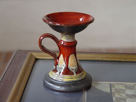 Brigh Red Candlestick Handmade Ceramic Candle Holder Pottery Etsy