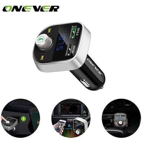 Onever Qc Charger Bluetooth Car Fm Transmitter Blue Digital Display