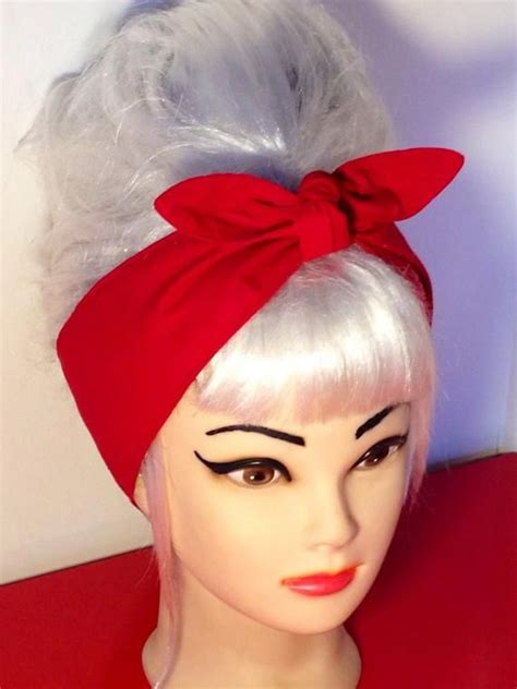 Red Headband Head Wrap Headband Cotton Headband Head Wrap Scarf Bandana Hairstyles Retro