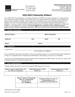 Fillable Online 2022 2023 Citizenship Affidavit Fax Email Print PdfFiller