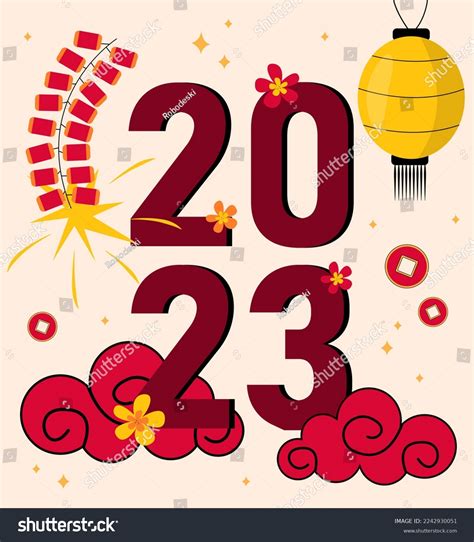 Chinese New Year Sign 2023 Fireworks Stock Vector (Royalty Free ...