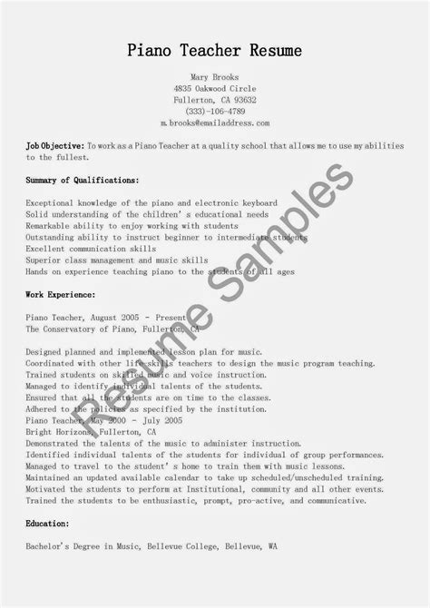 30 Music Teacher Resume Sample Example Document Template