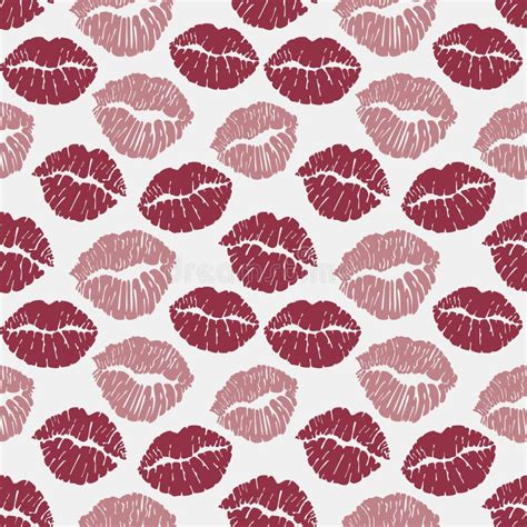 Seamless Pattern With Lip Prints Red Lips On White Background Vector