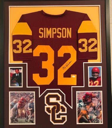 Framed Oj O J Simpson Autographed Signed Usc Trojans Jersey Jsa Coa