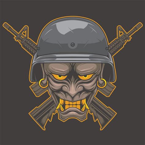 Design Illustration Tactical Military X Oni Japan 13138970 Vector Art