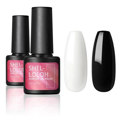 Shelloloh Gel Vernis Semi Permanent Kit Uv Led Couleurs Noir Blanc