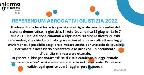 REFERENDUM ABROGATIVI GIUSTIZIA 12 GIUGNO 2022 Informagiovani Salerno