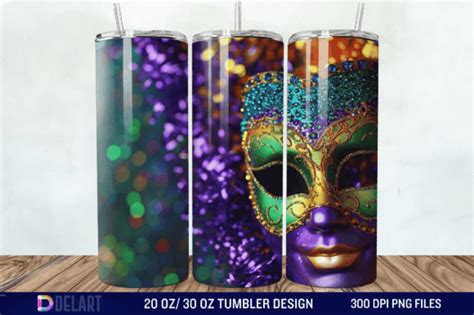 D Mardi Gras Tumbler Wrap Oz Oz Graphic By Delartcreation