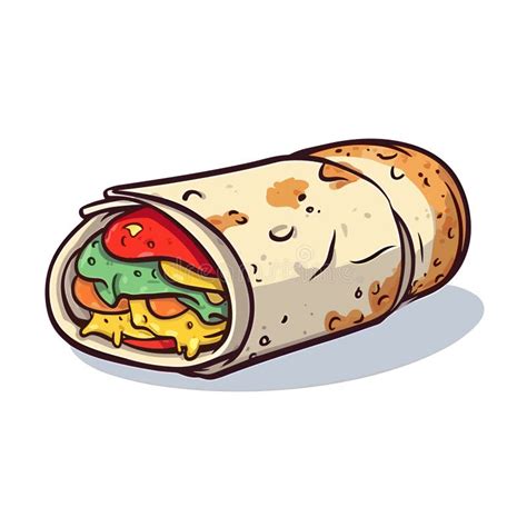 Burritos Hand Drawn Illustration Mexican Burrito Wrap Vector Doodle