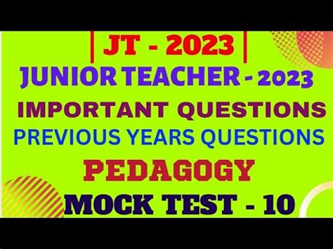 Junior Teacher Jt Pedagogy Cdp Mock Test