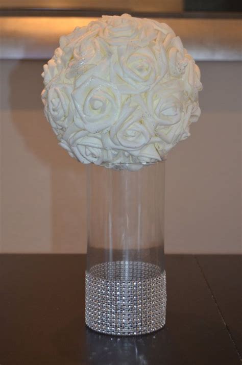 RHINESTONE VASE Rhinestone Wedding Centerpiece Silver Vase Bridal