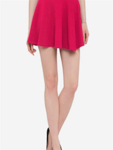 Buy N Gal Women Magenta Solid Flared Mini Skirt Skirts For Women