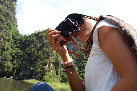 Viajantes Mujeres Tailandesas Personas Viajan Visita Tiro Toma Foto