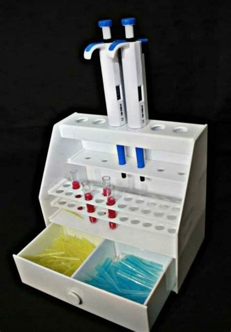 Plastic Micropipette Stand With Drawer For Chemical Laboratory