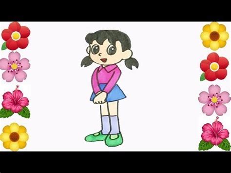 Coloring Pages for Kids- How to Draw Shizuka from Doraemon ... - YouTube