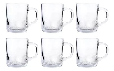 Taza Jarro Mug Vidrio Transparente Set X Ml Cafe Te