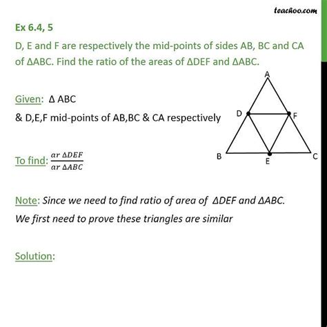 Question 5 D E And F Are Mid Points Of Sides Ab Bc Ca