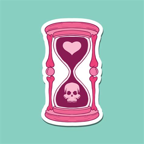 Hand Drawn Hourglass With Skull Doodle Illustration For Tattoo Stickers