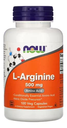 L Arginina 500mg Now Foods 100 Caps Veg Importado Eua Usa MercadoLivre