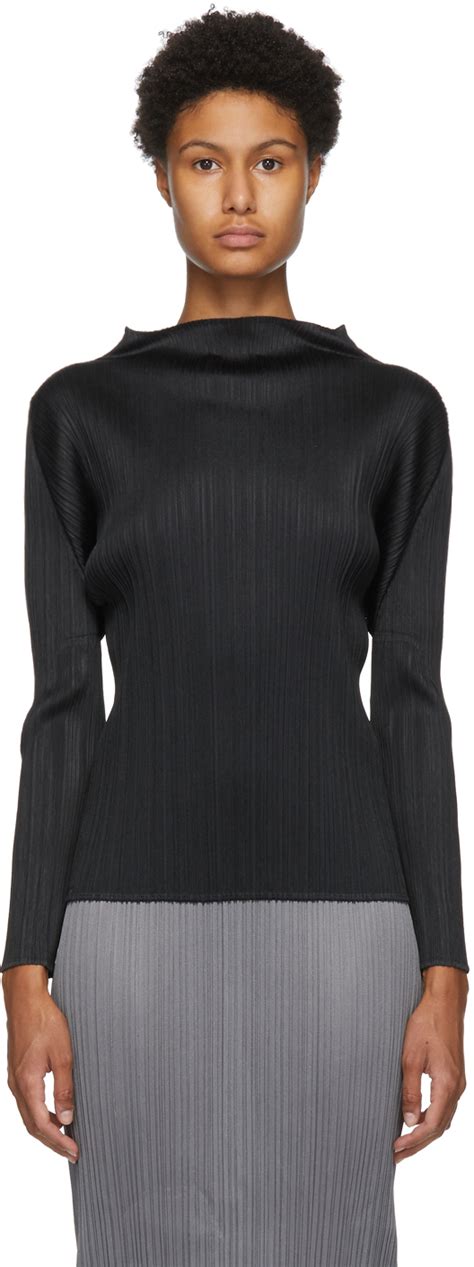 Pleats Please Issey Miyake Col roulé noir Basics SSENSE France