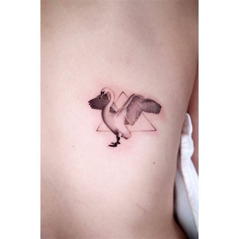 Micro Realistic Style Swan Tattoo Located On The Back