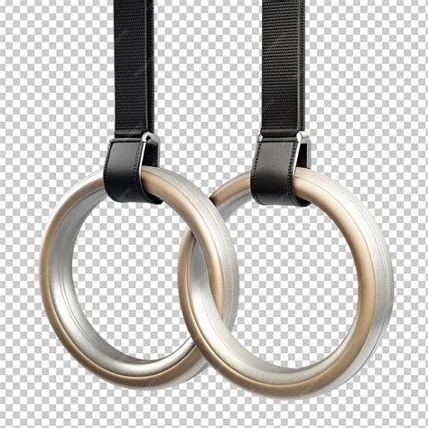 Gymnastic rings hanging on rope Element of sports equipment for