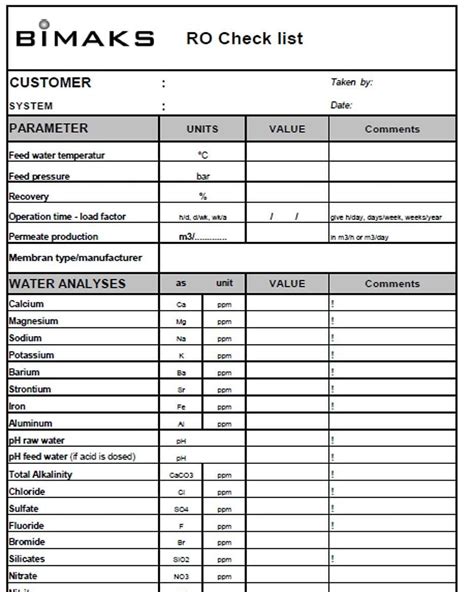 An Invoice Form With The Words Bimaks To Check List