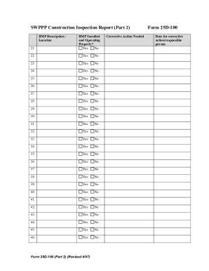 Fillable Online SWPPP Construction Inspection Report Part 2 Form