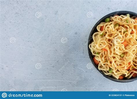 Instant Noodles With Carrot Scallions And A Sauce A Vegetable Soba