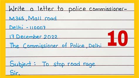 How To Write A Letter To Police Letter To Police Commissioner In