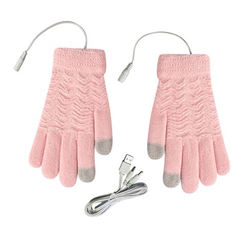 Sanbonepd Knitted Touched Screen 5 Finger Electric Heating Gloves USB