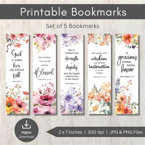 Bookmarks for Women, Floral Bookmarks, Christian PNG, Bible Verse