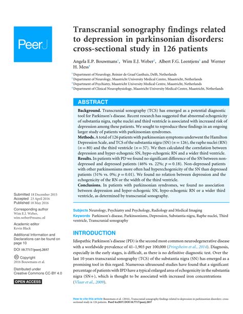 PDF Transcranial Sonography Findings Related To Depression In