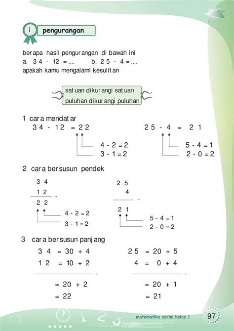 Pengurangan Bersusun Panjang Kelas 1 Sd Ilmu